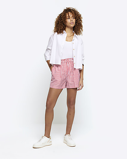 Red stripe pull on shorts