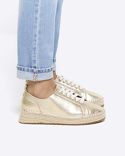 Gold Espadrille Trainers