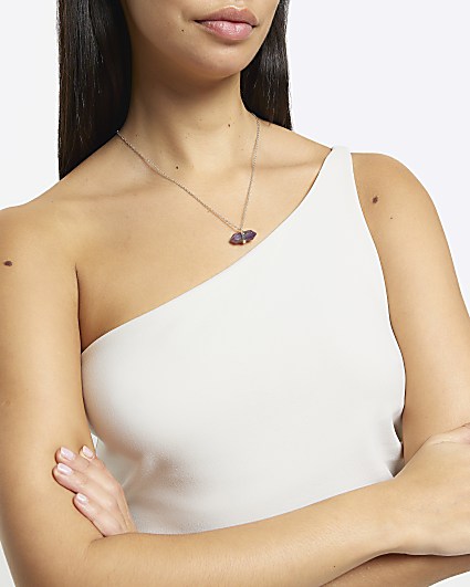 Silver Amethyst Stone Necklace