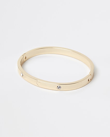Gold stainless steel heart cuff bracelet