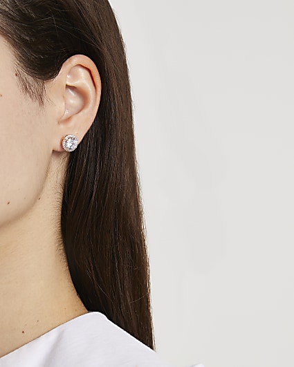 Rose gold diamante stud earrings