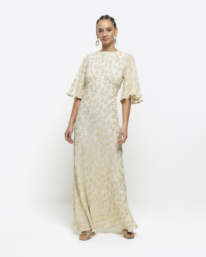 Cream glitter star maxi dress