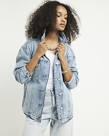 Blue denim trucker jacket