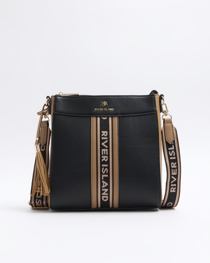 Black webbing messenger cross body bag