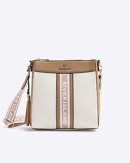 Cream webbing messenger cross body bag