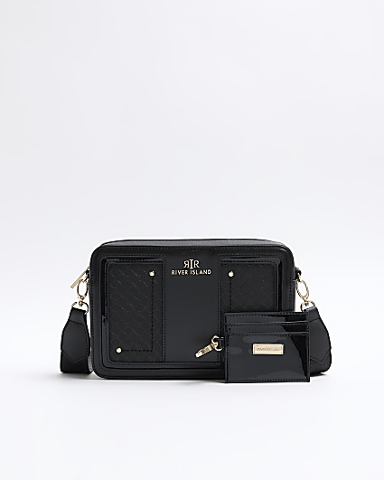 Black RI monogram boxy cross body bag