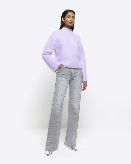 Purple brushed knit jumper