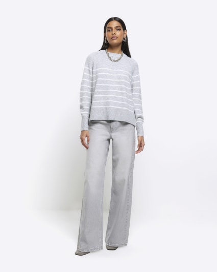 Grey knit stripe jumper