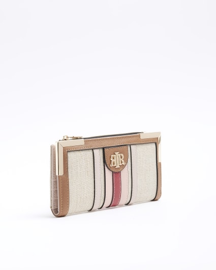 Beige stripe canvas purse