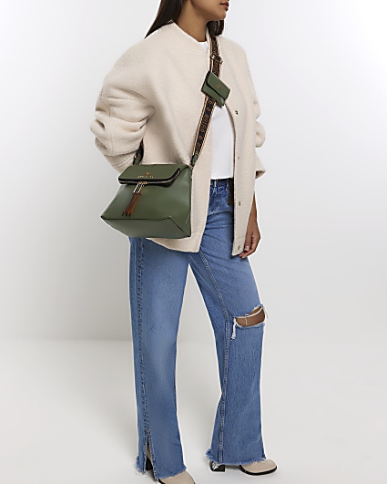 Khaki pouch detail cross body bag