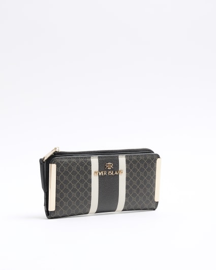 Black monogram stripe purse