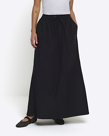 Black elasticated waist maxi skirt
