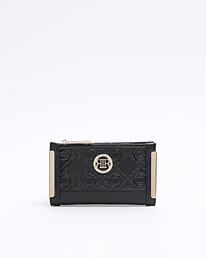 Black embossed monogram mini purse