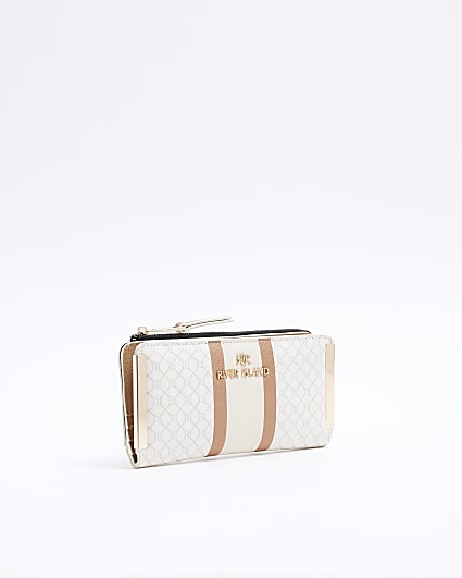 White monogram stripe purse