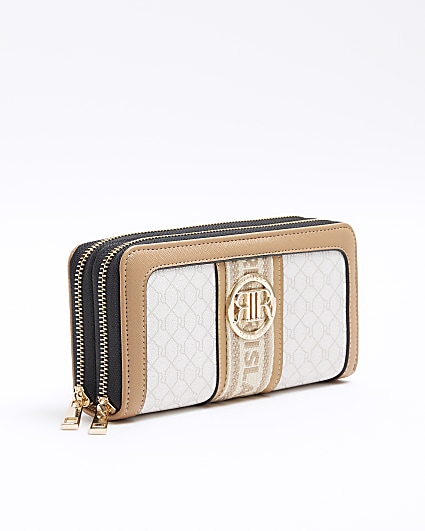 White RI monogram webbing purse