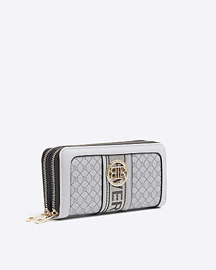 Grey RI monogram webbing purse