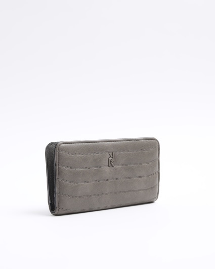 Grey quilted foldout purse