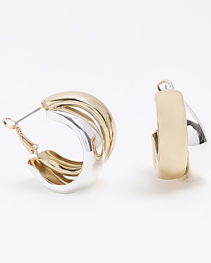 Gold multirow hoop earrings