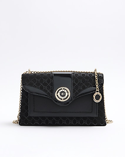 Black RI monogram chain shoulder bag