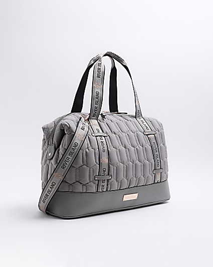 Grey quilted webbing travel bag