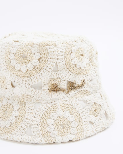 Cream crochet bucket hat