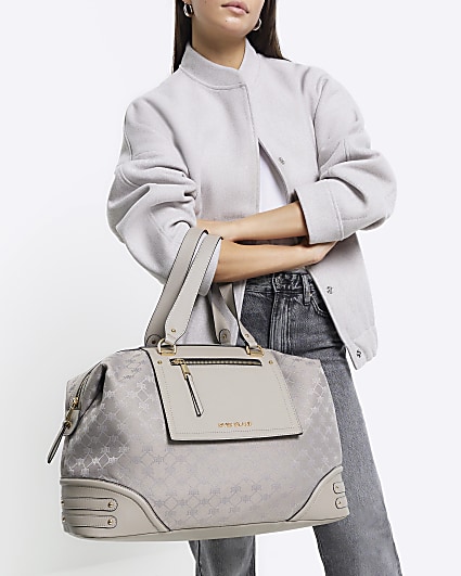 Grey jacquard monogram travel bag