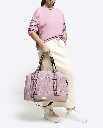 Pink soft quilted travel bag