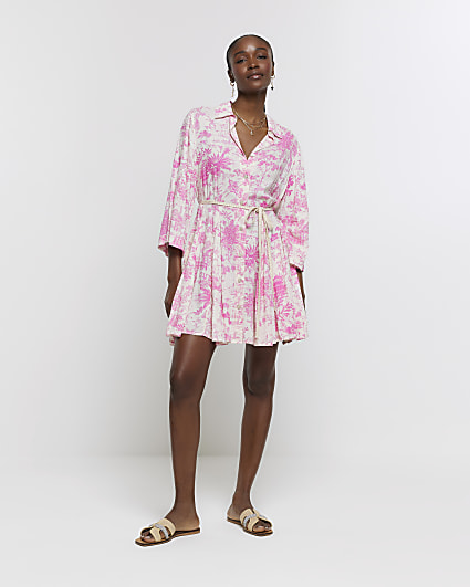 River island pink store shirt dress