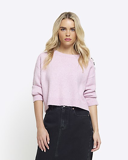 Petite pink crop jumper