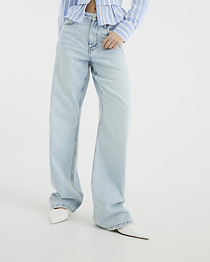 Light Blue High Rise Straight Fit Jeans