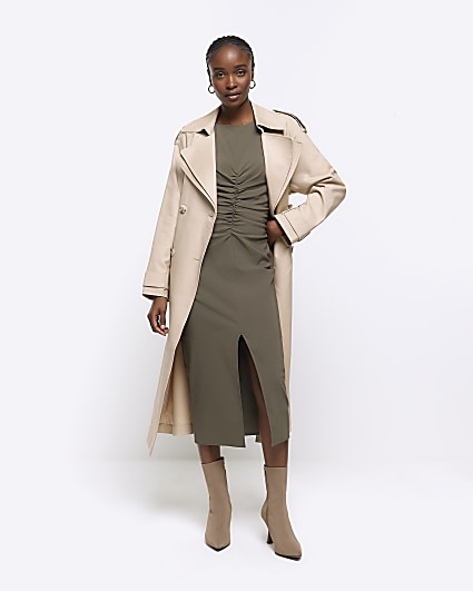 Long hotsell khaki dress