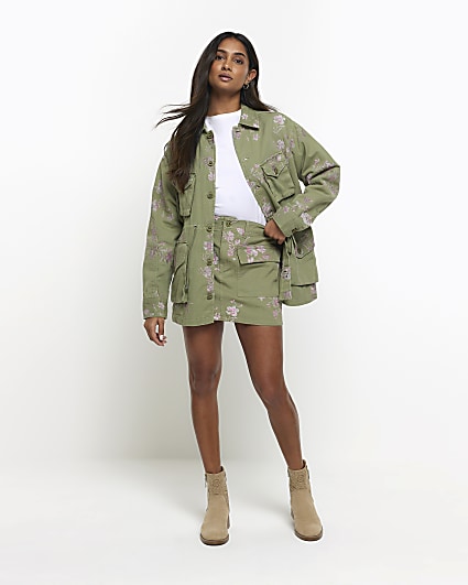 Khaki green skirt outlet river island