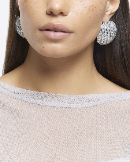 Silver diamante stud earrings