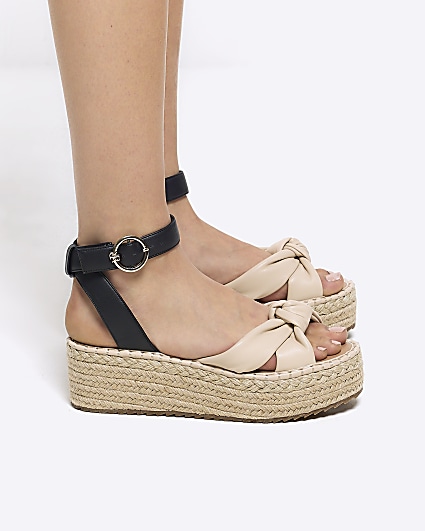 Pink knot flatform espadrille sandals