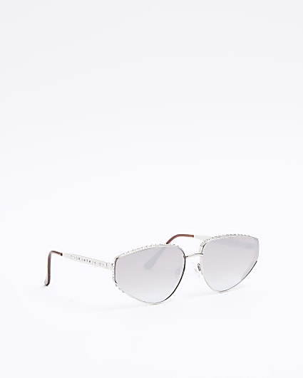 Silver diamante cateye sunglasses