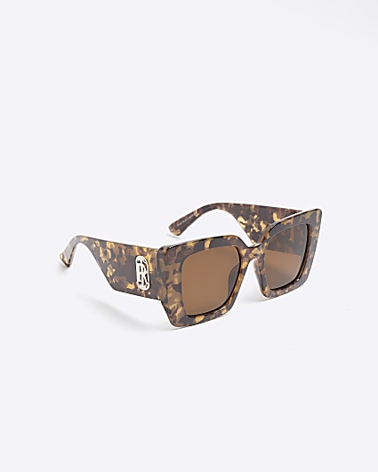 Black leopard oversized visor sunglasses