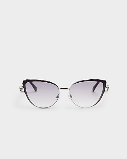 Silver sparkly cat eye sunglasses