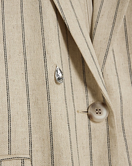Plus cream stripe embellished blazer