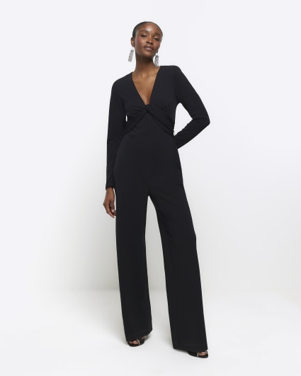 River island store black jumpsuit sale