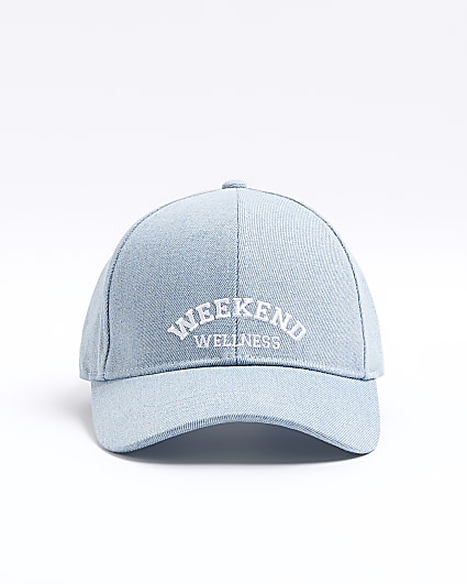 Blue denim embroidered cap