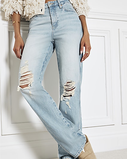 One side best sale ripped jeans