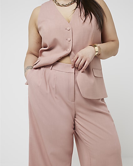 Plus pink button up longline waistcoat