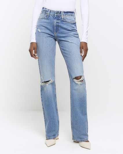 River Island Tall - Jeans skinny a vita alta con bottoni bianchi