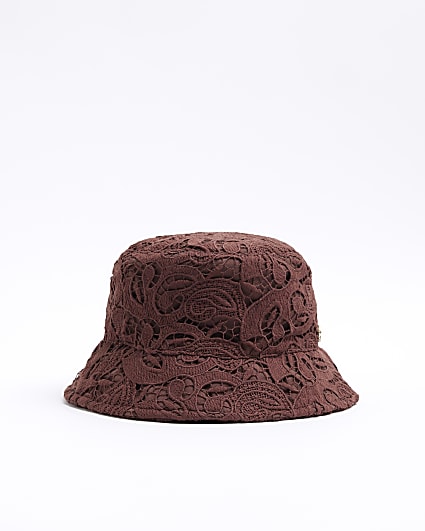 Brown crochet bucket hat