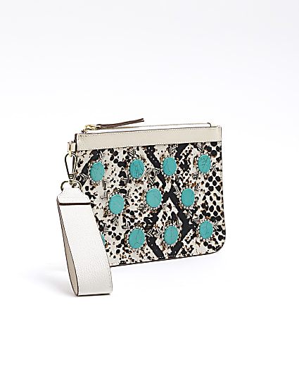 White leather embellished pouchette bag