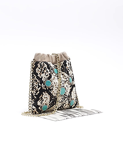 White leather embellished cross body bag