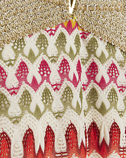 Cream crochet embellished swimsuit