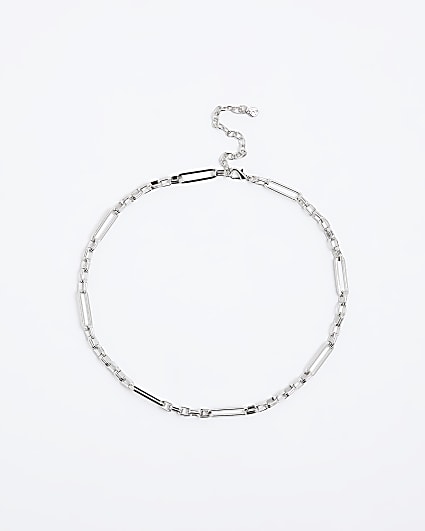 Silver Mixed Link Chain Necklace