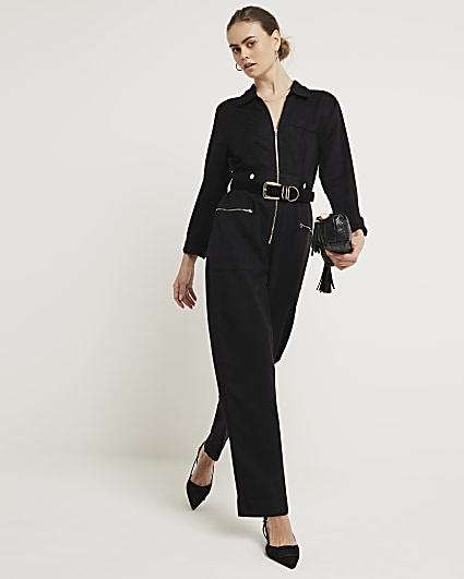 Black zip up jumpsuit