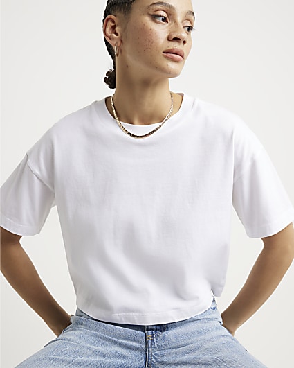 River Island Nude oversized mesh T-shirt ($28) ❤ liked on